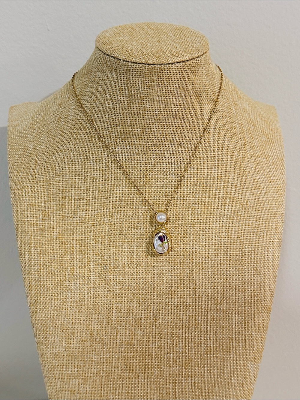 Fashion Jewelry Gold Pearl and Multicolor Gem Pendant Necklace - Women Jewelry